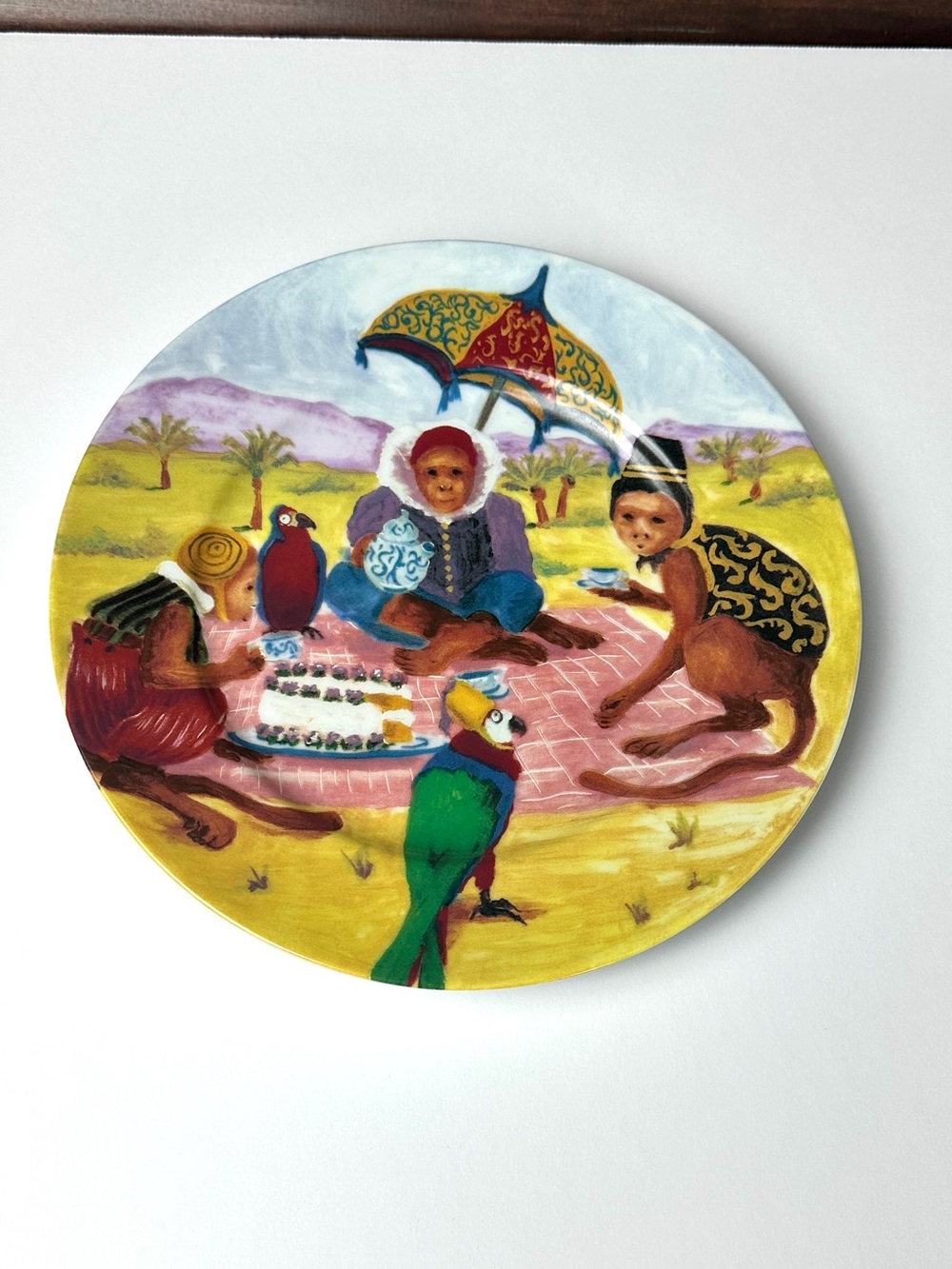 Vintage "Mischief" The Monkey And The Peddler Dinner Plate By Liz Ross